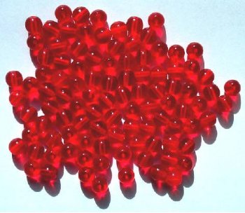 50 6mm Transparent Red Round Glass Beads
