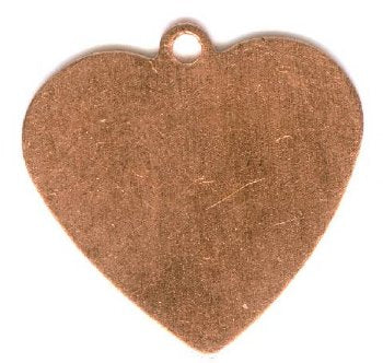 1, 16x16mm Bright Copper Heart Stamping Blank Pendant