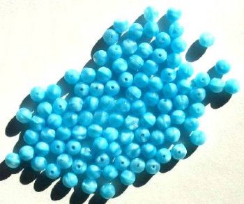 50 6mm Satin Aqua Round Glass Beads