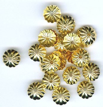 50 8mm Gold Plated Ribbed Bead Caps