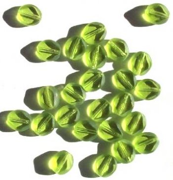 25 9mm Diamond-Shaped Window Beads Transparent Olive