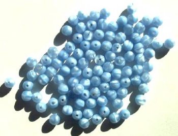 50 6mm Satin Light Sapphire Round Glass Beads
