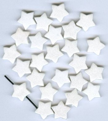 25 13mm White Pearlized Acrylic Star Beads
