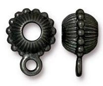 1 8x11mm TierraCast Large Hole Beaded Crown Black Oxide Bail