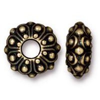 1 5x12mm TierraCast Large Hole Brass Oxide Casbah Bead