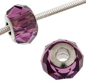 1 9.5x14mm Amethyst Swarovski Becharmed Bead