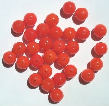 25 10mm Translucent Orange Round Glass Beads