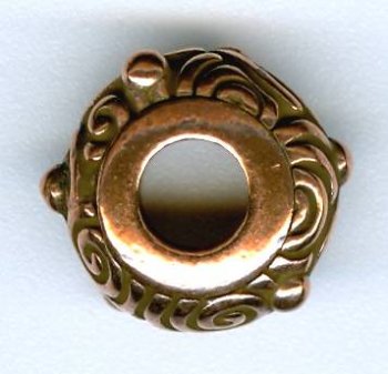 1 5x11mm TierraCast Large Hole Antique Copper Spiral Bead