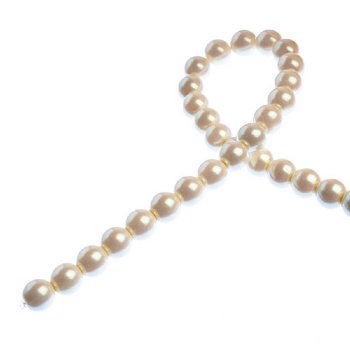 8 inch strand of 6mm Iridescent Light Cream Round Glass Pearl Beads