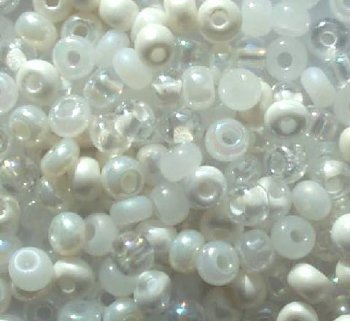 20 Gram Vial of 2/0 White Multi Mix Seed Beads
