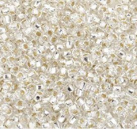 50g 8/0 Silverlined Crystal Seed Beads