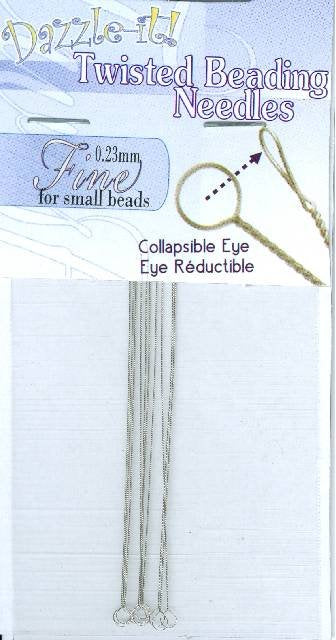 Fine 0.23mm Twisted Beading Needles - Pack of 10