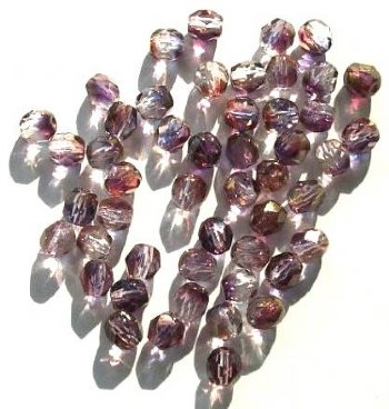 50 6mm Faceted Rainbow Amethyst Gold Lustre Firepolish Beads