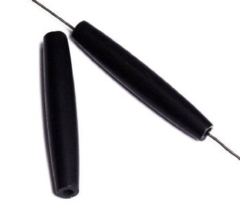 20 38x7mm Black Pipe Worked on Bone Beads