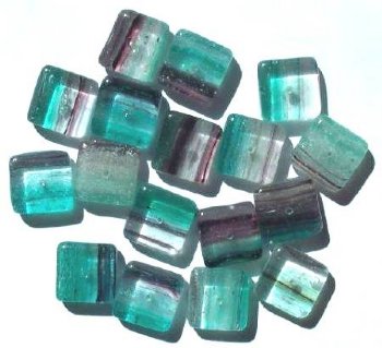 17 16x16x6mm Crystal, Teal & Amethyst Flat Squares