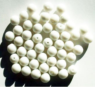 25 8mm Round Opaque Matte White Glass Beads