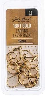 12, 18kt Gold Plated 16mm Lever Back Earrings