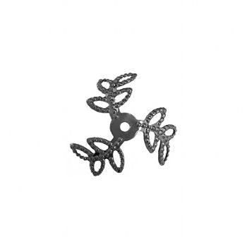 10 16mm Tri Leaf Black Oxide Plated Bead Caps