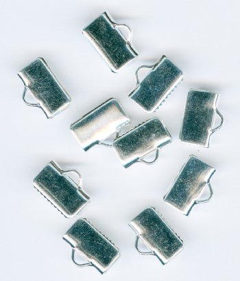 10 10x5mm Smooth Silver Plated Ribbon Ends