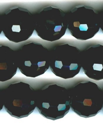 21 10mm Faceted Round Jet Chinese Crystal Beads