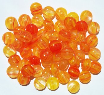 60 6x9mm Yellow & Orange Marble Glass Spacer Beads