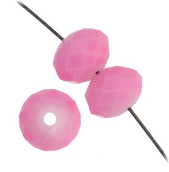 35 6x8mm Faceted Pink Opal Chinese Crystal Donut Beads