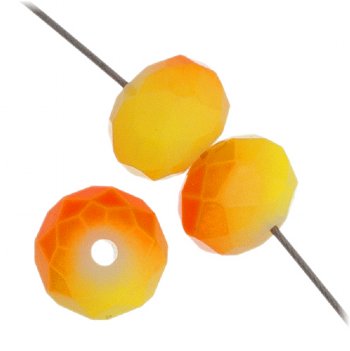 35 6x8mm Faceted Two Tone Neon Orange & Yellow Chinese Crystal Donut Beads