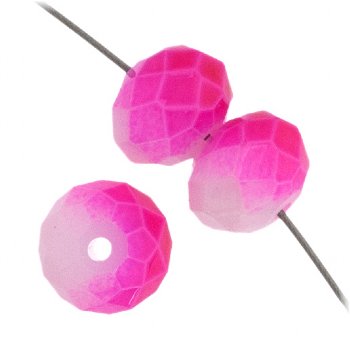 35 6x8mm Faceted Two Tone Neon Pink & White Chinese Crystal Donut Beads