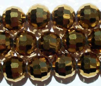 21 10mm Faceted Round Metallic Gold Chinese Crystal Beads