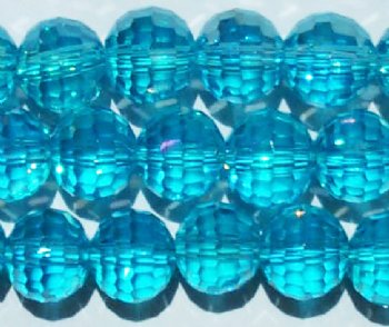 21 10mm Faceted Round Transparent Aqua AB Chinese Crystal Beads