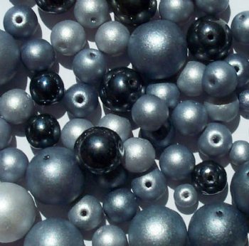 50 Grams of Mixed Grey Glass Pearl Beads