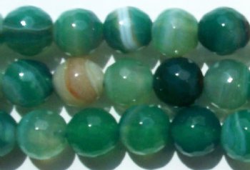 8 inch strand 8mm Faceted Dyed Green Agate Beads