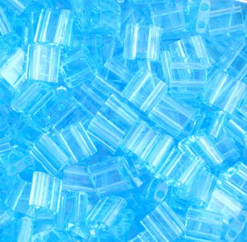 TL0148 5.2 Grams Transparent Aqua Two Hole Miyuki Tila Beads