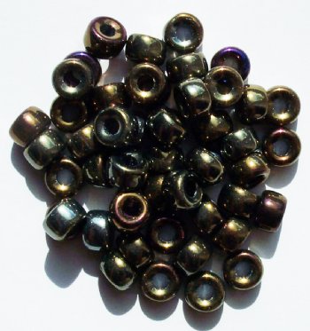 50 6x9mm Opaque Brown Iris Glass Crow Beads