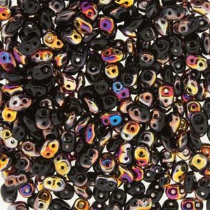 10 Grams Jet Silperit 2.5x5mm Superduo Beads