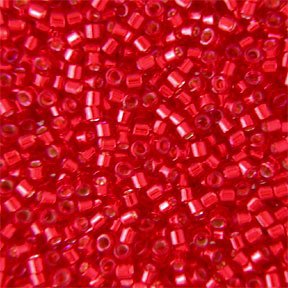 DB-0602 5.2 Grams of 11/0 Dyed Silver Lined Red Delica Beads