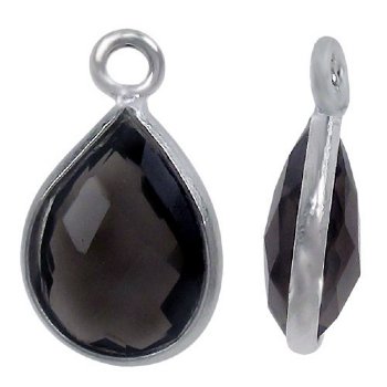 1 14x8mm Faceted Smoke Topaz and Sterling Silver Teardrop Pendant