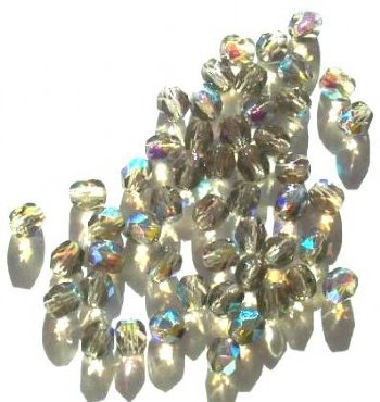 50 6mm Faceted Black Diamond AB Firepolish Beads