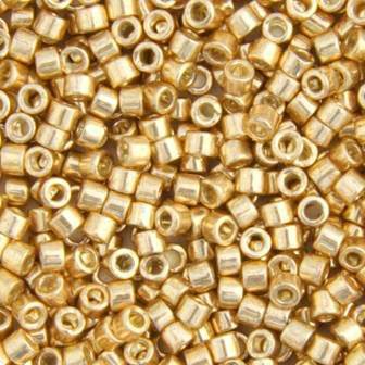 DB-0410 5.2 Grams of 11/0 Opaque Dyed Galvanized Yellow Gold Delica Beads