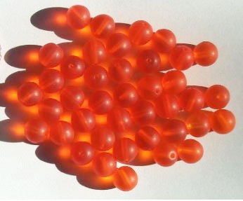 25 8mm Round Transparent Matte Orange Glass Beads