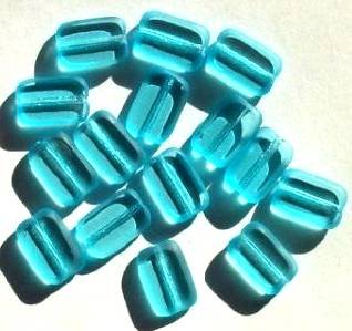 15 12mm Transparent Aqua Rectangle Window Beads