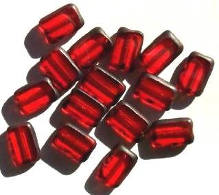 15 12mm Transparent Dark Orange w/ Speckled Edges Rectangle Window Beads