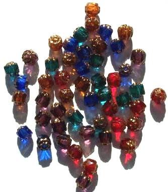 Cathedral 50 6mm Triangle Faceted Gold Tipped with Coated Ends - Mix Pack