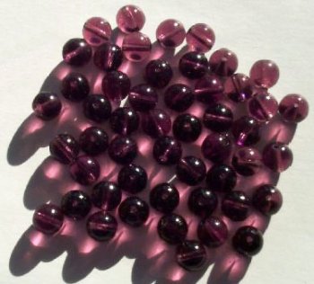 25 8mm Round Transparent Amethyst Glass Beads