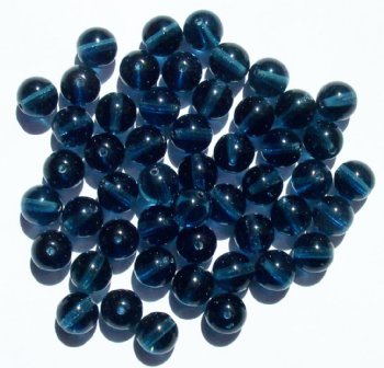 25 8mm Transparent Montana Blue Round Glass Beads