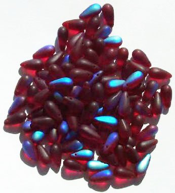 50 5x10mm Transparent Matte Garnet AB Drop Beads