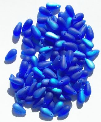 50 5x10mm Transparent Matte Sapphire AB Drop Beads