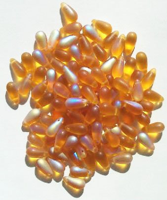50 5x10mm Transparent Matte Topaz AB Drop Beads
