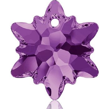1, 18mm Amethyst Swarovski Edelweiss Pendant