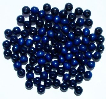100 6mm Blue Round Wood Beads